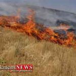 سوختن 90 هکتار از اراضی کشاورزی آق قلا در آتش